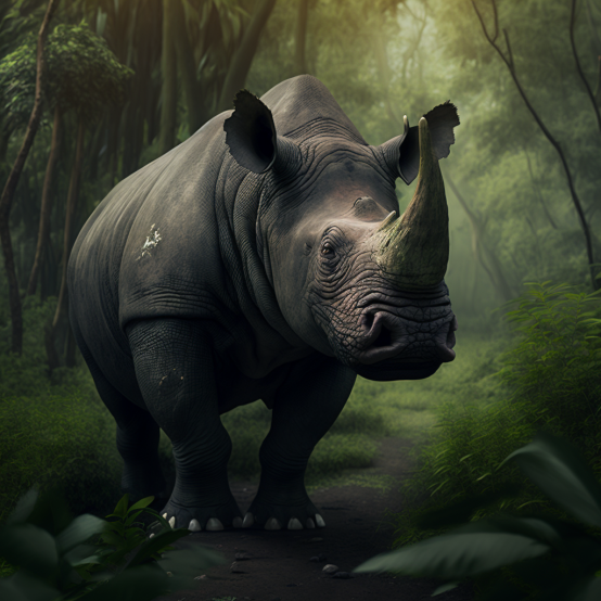 Javan rhino is a critically endangered animal species of rhinoceros 